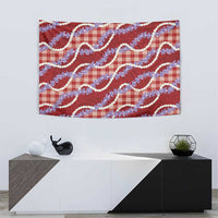 Red Hawaii Palaka Honohono Pikake Tapestry Hawaiian Orchid Lei Polynesian Pattern - Polynesian Pride