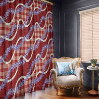 Red Hawaii Palaka Honohono Pikake Window Curtain Hawaiian Orchid Lei Polynesian Pattern - Polynesian Pride