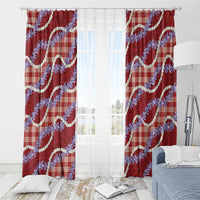 Red Hawaii Palaka Honohono Pikake Window Curtain Hawaiian Orchid Lei Polynesian Pattern - Polynesian Pride