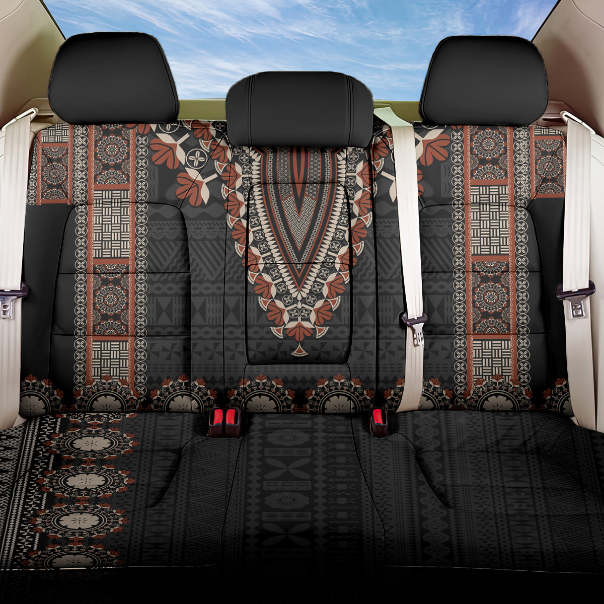 Bula Fiji Dashiki Vintage Fijian Masi Tapa Pattern Back Car Seat Cover LT14