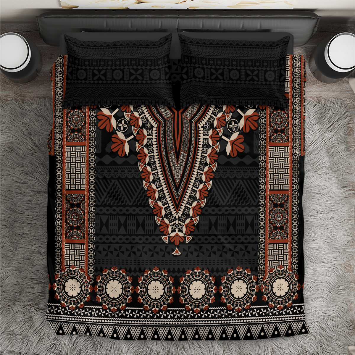 Bula Fiji Dashiki Vintage Fijian Masi Tapa Pattern Bedding Set LT14 Brown - Polynesian Pride