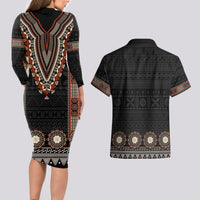 Bula Fiji Dashiki Vintage Fijian Masi Tapa Pattern Couples Matching Long Sleeve Bodycon Dress and Hawaiian Shirt LT14 - Polynesian Pride