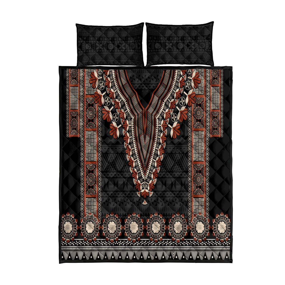 Bula Fiji Dashiki Vintage Fijian Masi Tapa Pattern Quilt Bed Set LT14 Brown - Polynesian Pride