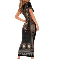 Bula Fiji Dashiki Vintage Fijian Masi Tapa Pattern Short Sleeve Bodycon Dress LT14 - Polynesian Pride