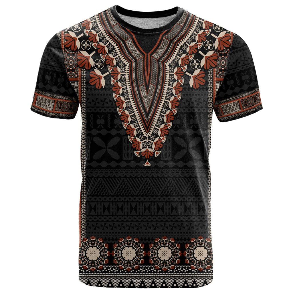 Bula Fiji Dashiki Vintage Fijian Masi Tapa Pattern T Shirt LT14 Brown - Polynesian Pride