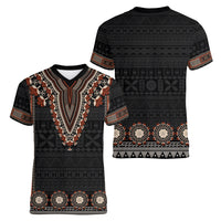 Bula Fiji Dashiki Vintage Fijian Masi Tapa Pattern Women V Neck T Shirt LT14 - Polynesian Pride