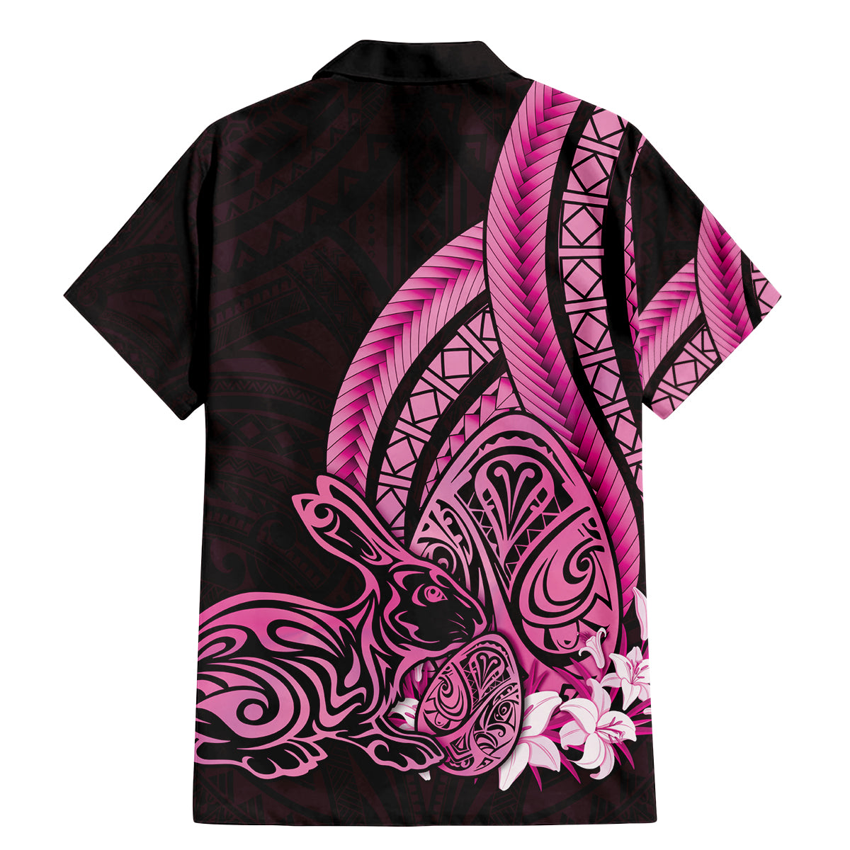 Pink Polynesia Easter Day Family Matching Mermaid Dress and Hawaiian Shirt Eggs With Bunny Polynesian Pattern