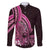 Pink Polynesia Easter Day Family Matching Off Shoulder Maxi Dress and Hawaiian Shirt Eggs With Bunny Polynesian Pattern