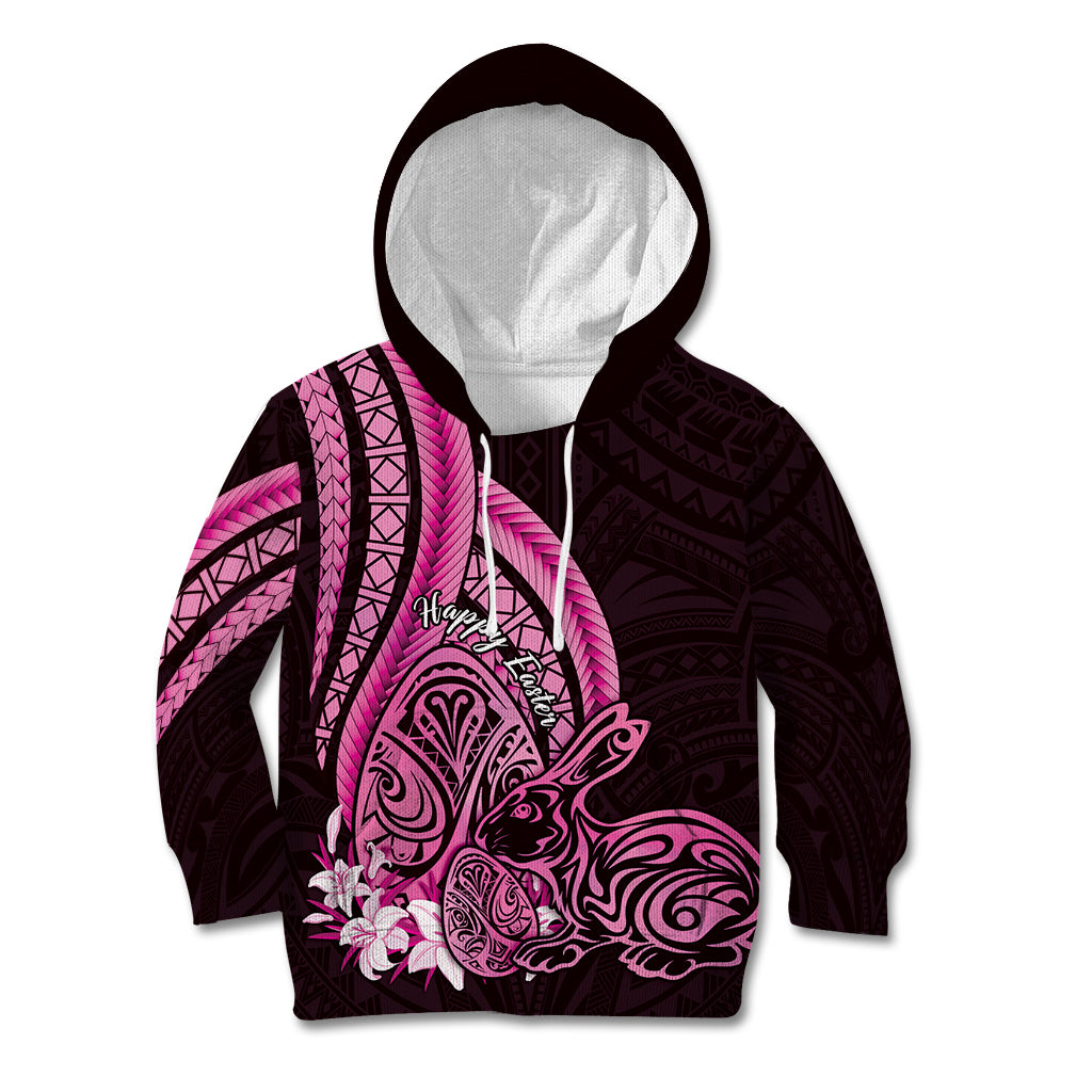 Pink Polynesia Easter Day Kid Hoodie Eggs With Bunny Polynesian Pattern LT14 Hoodie Pink - Polynesian Pride