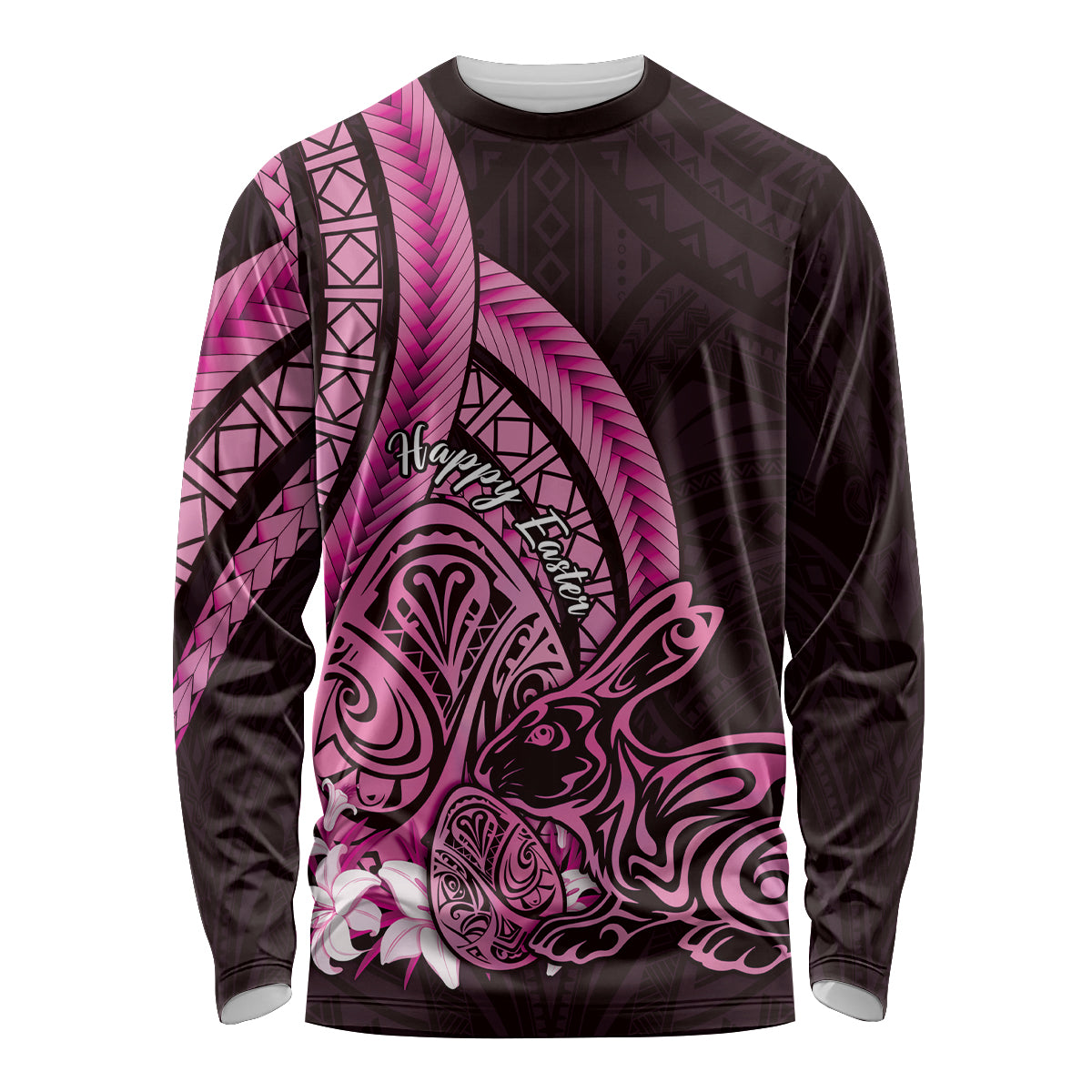 Pink Polynesia Easter Day Long Sleeve Shirt Eggs With Bunny Polynesian Pattern LT14 Unisex Pink - Polynesian Pride