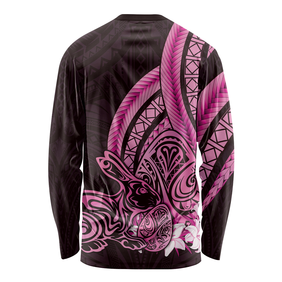 Pink Polynesia Easter Day Long Sleeve Shirt Eggs With Bunny Polynesian Pattern LT14 - Polynesian Pride
