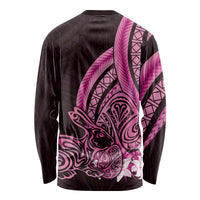 Pink Polynesia Easter Day Long Sleeve Shirt Eggs With Bunny Polynesian Pattern LT14 - Polynesian Pride