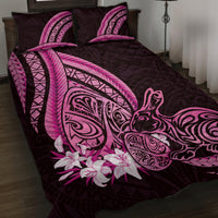 Pink Polynesia Easter Day Quilt Bed Set Eggs With Bunny Polynesian Pattern