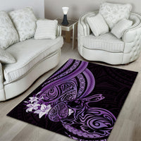 Purple Polynesia Easter Day Area Rug Eggs With Bunny Polynesian Pattern