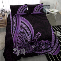 Purple Polynesia Easter Day Bedding Set Eggs With Bunny Polynesian Pattern