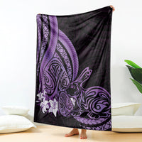Purple Polynesia Easter Day Blanket Eggs With Bunny Polynesian Pattern