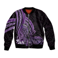 Purple Polynesia Easter Day Bomber Jacket Eggs With Bunny Polynesian Pattern