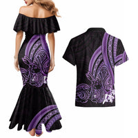 Purple Polynesia Easter Day Couples Matching Mermaid Dress and Hawaiian Shirt Eggs With Bunny Polynesian Pattern LT14 - Polynesian Pride