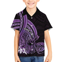 Purple Polynesia Easter Day Family Matching Long Sleeve Bodycon Dress and Hawaiian Shirt Eggs With Bunny Polynesian Pattern