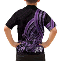 Purple Polynesia Easter Day Family Matching Off Shoulder Maxi Dress and Hawaiian Shirt Eggs With Bunny Polynesian Pattern LT14 - Polynesian Pride
