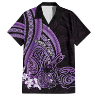 Purple Polynesia Easter Day Family Matching Off Shoulder Maxi Dress and Hawaiian Shirt Eggs With Bunny Polynesian Pattern LT14 Dad's Shirt - Short Sleeve Purple - Polynesian Pride