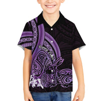 Purple Polynesia Easter Day Family Matching Off Shoulder Maxi Dress and Hawaiian Shirt Eggs With Bunny Polynesian Pattern LT14 Son's Shirt Purple - Polynesian Pride
