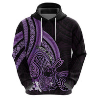 Purple Polynesia Easter Day Hoodie Eggs With Bunny Polynesian Pattern
