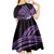 Purple Polynesia Easter Day Kid Short Sleeve Dress Eggs With Bunny Polynesian Pattern