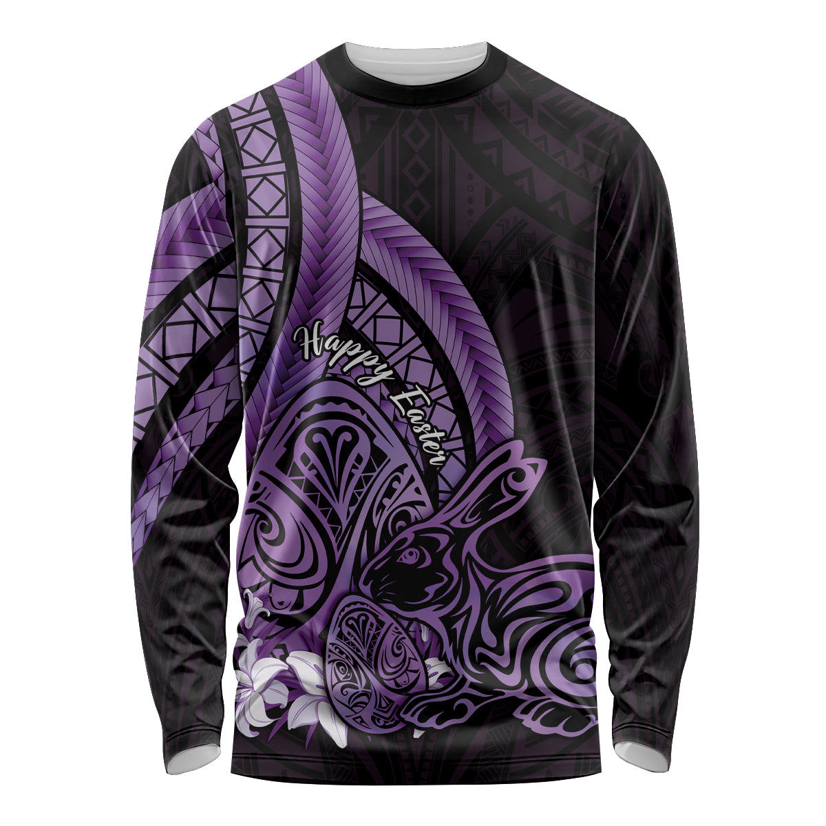 Purple Polynesia Easter Day Long Sleeve Shirt Eggs With Bunny Polynesian Pattern LT14 Unisex Purple - Polynesian Pride