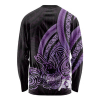 Purple Polynesia Easter Day Long Sleeve Shirt Eggs With Bunny Polynesian Pattern LT14 - Polynesian Pride
