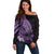 Purple Polynesia Easter Day Off Shoulder Sweater Eggs With Bunny Polynesian Pattern
