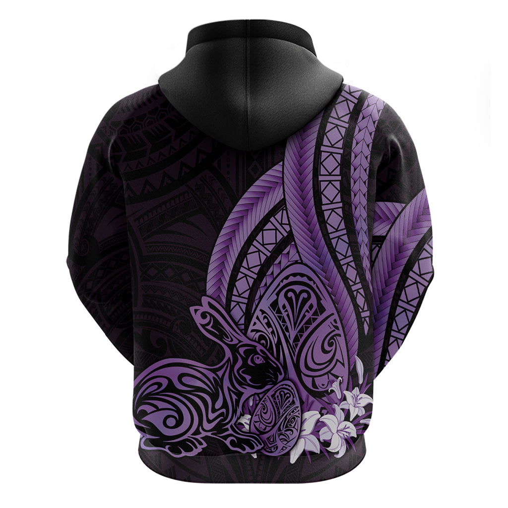 Purple Polynesia Easter Day Zip Hoodie Eggs With Bunny Polynesian Pattern