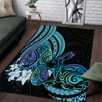 Turquoise Polynesia Easter Day Area Rug Eggs With Bunny Polynesian Pattern