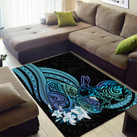 Turquoise Polynesia Easter Day Area Rug Eggs With Bunny Polynesian Pattern