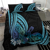 Turquoise Polynesia Easter Day Bedding Set Eggs With Bunny Polynesian Pattern
