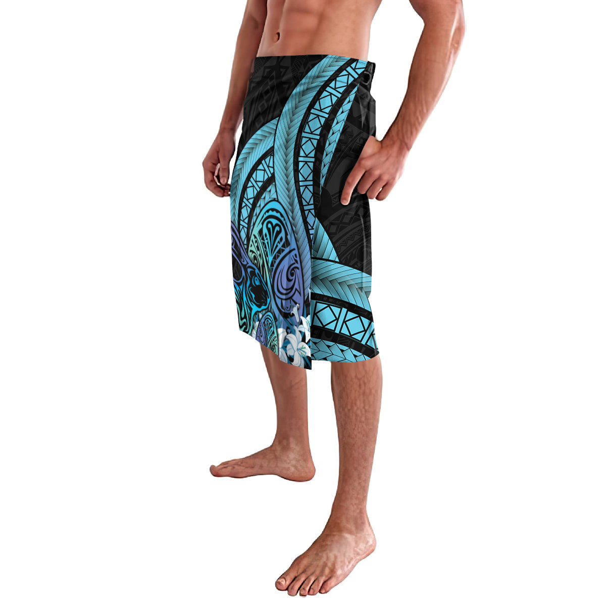 Turquoise Polynesia Easter Day Lavalava Eggs With Bunny Polynesian Pattern