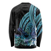 Turquoise Polynesia Easter Day Long Sleeve Shirt Eggs With Bunny Polynesian Pattern LT14 - Polynesian Pride