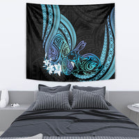 Turquoise Polynesia Easter Day Tapestry Eggs With Bunny Polynesian Pattern