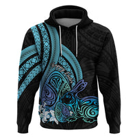 Turquoise Polynesia Easter Day Zip Hoodie Eggs With Bunny Polynesian Pattern