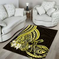 Yellow Polynesia Easter Day Area Rug Eggs With Bunny Polynesian Pattern