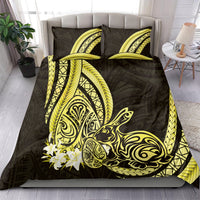 Yellow Polynesia Easter Day Bedding Set Eggs With Bunny Polynesian Pattern