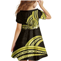 Yellow Polynesia Easter Day Family Matching Mermaid Dress and Hawaiian Shirt Eggs With Bunny Polynesian Pattern