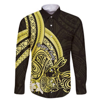 Yellow Polynesia Easter Day Family Matching Mermaid Dress and Hawaiian Shirt Eggs With Bunny Polynesian Pattern