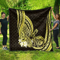 Yellow Polynesia Easter Day Quilt Eggs With Bunny Polynesian Pattern