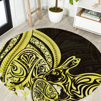 Yellow Polynesia Easter Day Round Carpet Eggs With Bunny Polynesian Pattern LT14 Yellow - Polynesian Pride