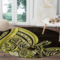 Yellow Polynesia Easter Day Round Carpet Eggs With Bunny Polynesian Pattern LT14 - Polynesian Pride