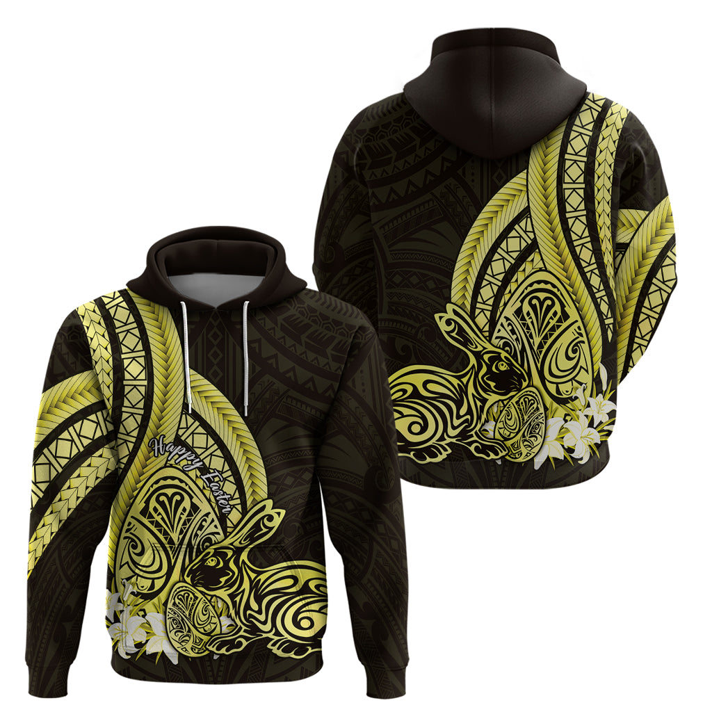 Yellow Polynesia Easter Day Zip Hoodie Eggs With Bunny Polynesian Pattern