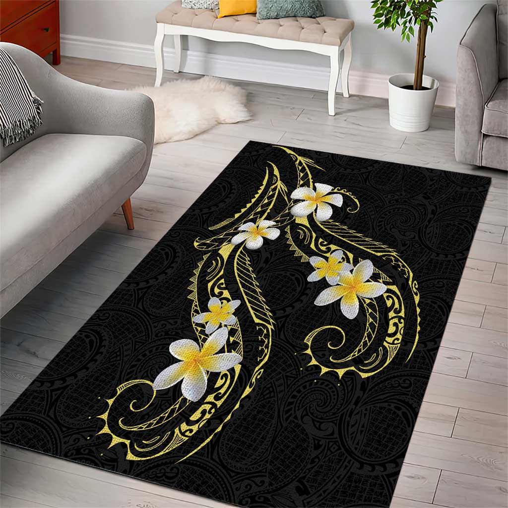 Polynesia Tattoo With Plumeria Area Rug Elegant Vibes LT14 - Polynesian Pride