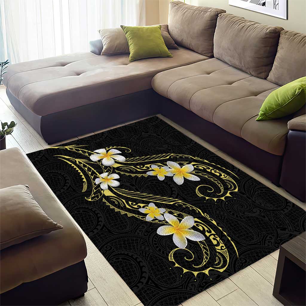 Polynesia Tattoo With Plumeria Area Rug Elegant Vibes LT14 - Polynesian Pride