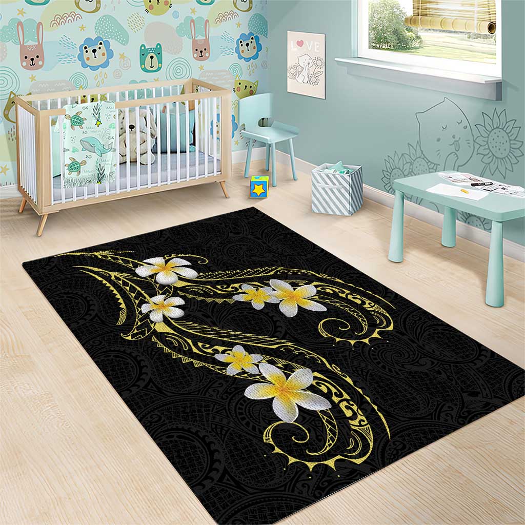 Polynesia Tattoo With Plumeria Area Rug Elegant Vibes LT14 - Polynesian Pride